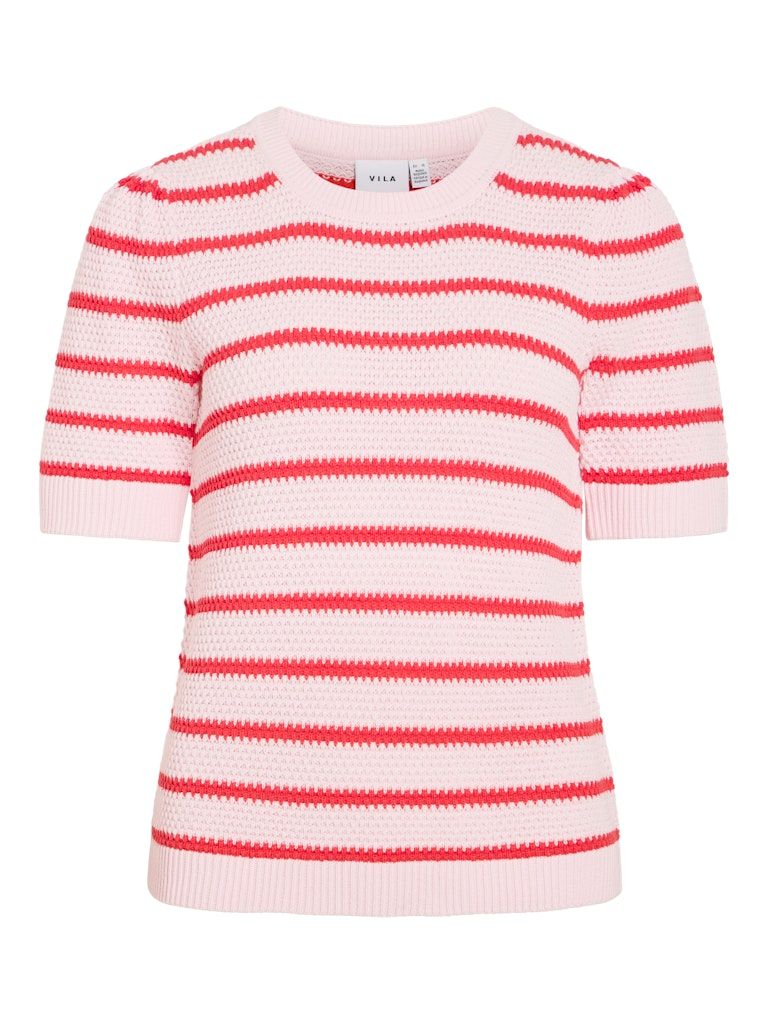 VIDALO O-NECK S/S STRIPE KNIT-NOOS Cherry Blossom/HIBIS