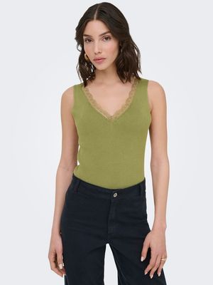 JDYNANNA S/L V-NECK LACE TOP KNT Dried Herb