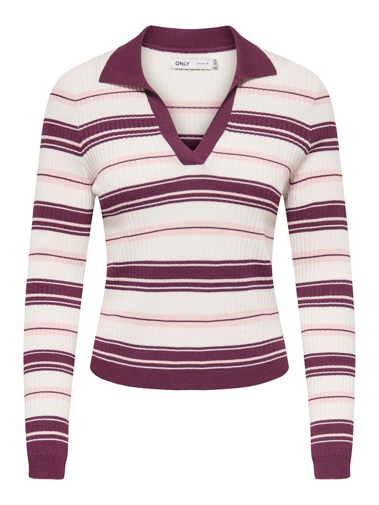 ONLKAYA LS STRIPE POLO KNT NOOS Grape Wine/Cloud Dan