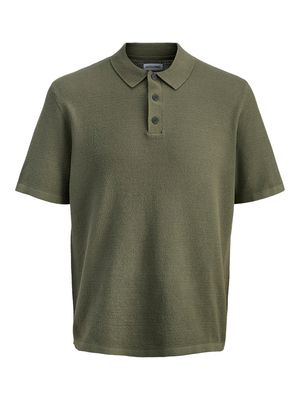 JJEGEORGE KNIT POLO SS SN Dusty Olive