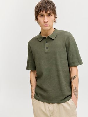 JJEGEORGE KNIT POLO SS SN Dusty Olive