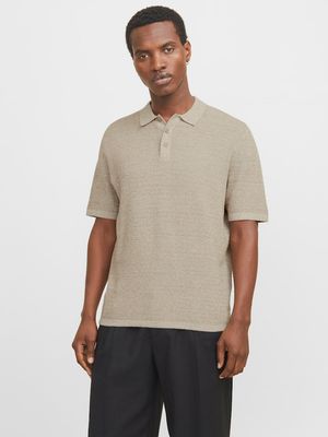 JJEGEORGE KNIT POLO SS SN Coriander/w. Cloud D