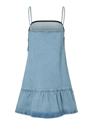 PCNOEL SHORT SLIP DENIM DRESS D2D FSY PP Light Blue Denim/RHINESTONES