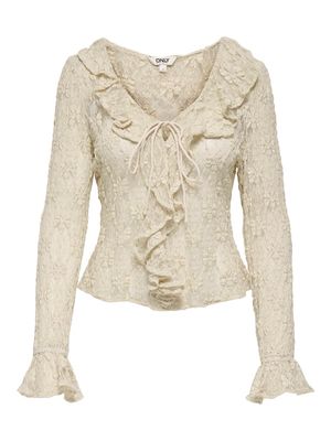 ONLPEARLINA LS RUFFLE LACE TOP WVN Birch