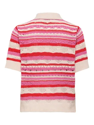 ONLLULA POLO S/S CARDIGAN KNT NOOS High Risk Red/PINK -