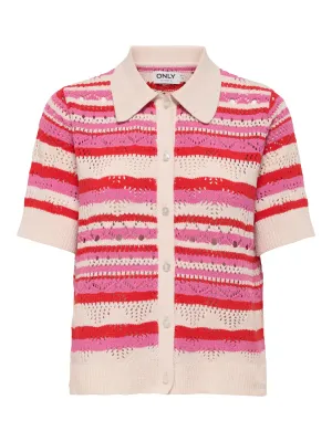 ONLLULA POLO S/S CARDIGAN KNT NOOS High Risk Red/PINK -