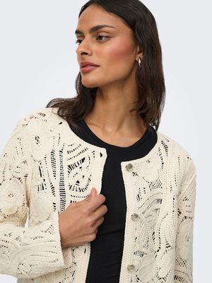 JDYZANKA L/S CROCHET CARDIGAN JRS Cloud Dancer