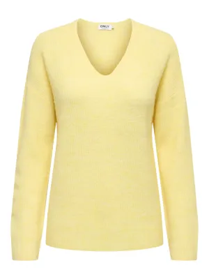 ONLCAMILLA V-NECK L/S PULLOVER KNT NOOS Mellow Yellow/MELANG