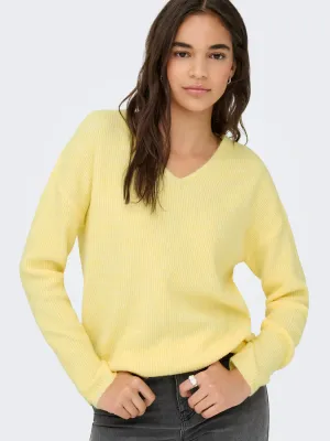 ONLCAMILLA V-NECK L/S PULLOVER KNT NOOS Mellow Yellow/MELANG
