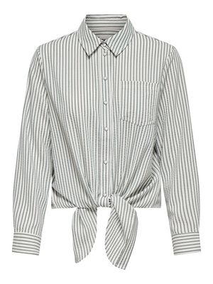 ONLLECEY LS KNOT SHIRT NOOS WVN Cloud Dancer/DARK GR