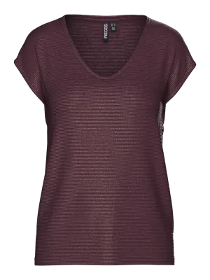 PCBILLO TEE LUREX STRIPES JRS NOOS BC Tawny Port/LUREX GOL