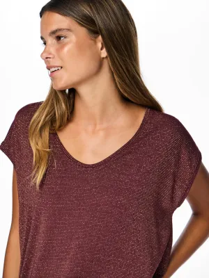 PCBILLO TEE LUREX STRIPES JRS NOOS BC Tawny Port/LUREX GOL
