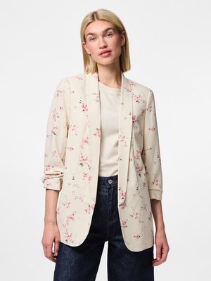 PCBOSELLA 3/4 PRINTED BLAZER NOOS BC Whitecap Gray/FLOWER