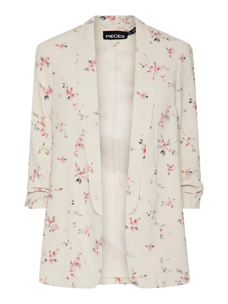PCBOSELLA 3/4 PRINTED BLAZER NOOS BC Whitecap Gray/FLOWER