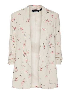 PCBOSELLA 3/4 PRINTED BLAZER NOOS BC Whitecap Gray/FLOWER