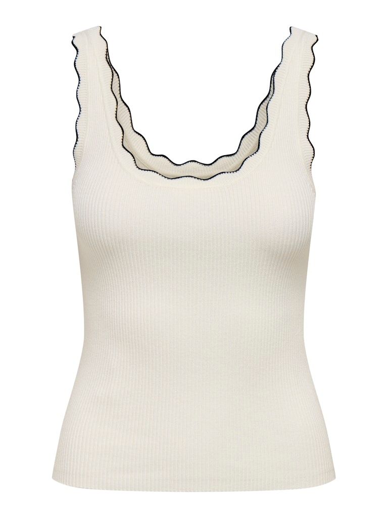 JDYNANNA S/L SCALLOP EDGE TOP KNT NOOS Cloud Dancer/W. BLAC