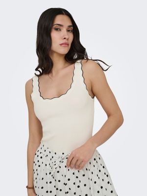 JDYNANNA S/L SCALLOP EDGE TOP KNT NOOS Cloud Dancer/W. BLAC