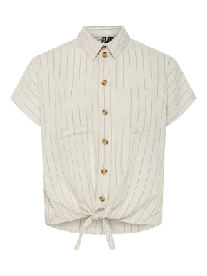 PCPIA LINEN BLEND SS TIE SHIRT WVN NOOS Birch/black