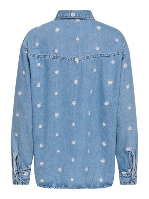 ONLVERA L/S DAISY EMB SHIRT DNM AZG Light Blue Denim/DAI