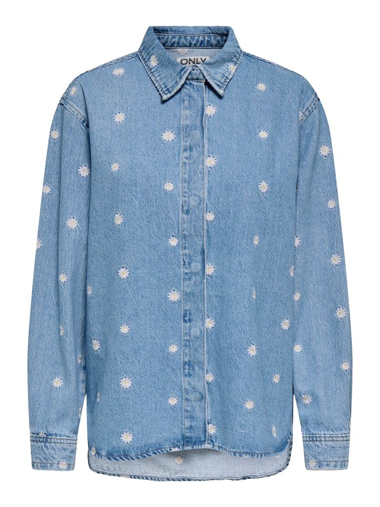 ONLVERA L/S DAISY EMB SHIRT DNM AZG Light Blue Denim/DAI