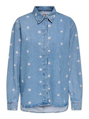 ONLVERA L/S DAISY EMB SHIRT DNM AZG Light Blue Denim/DAI