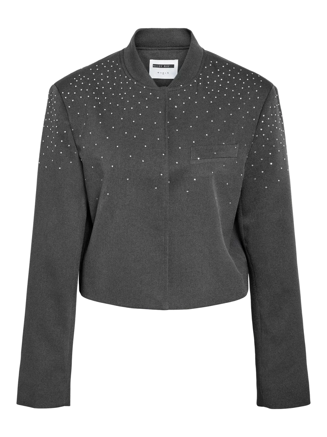 NMELLIE RHINESTONE CROPPED JACKET FWD Dark Grey Melange