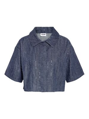 NMAMALIE SEQUIN SHIRT Medium Blue Denim
