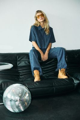 NMAMALIE SEQUIN SHIRT Medium Blue Denim