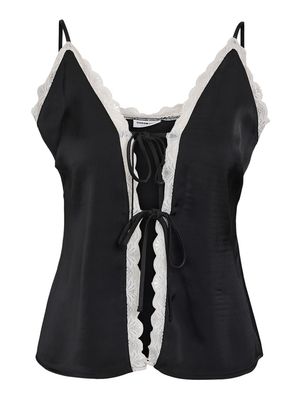 NMSASHA S/L TIE TOP WVN Black/CLOUD DANCER LACE