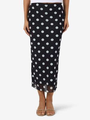 NMLUCIA NW MESH MAXI SKIRT JRS FWD /TNT4 Black/BIG POLKA