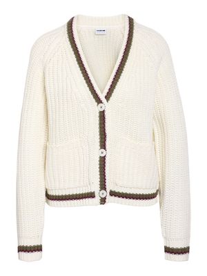 NMCHARLIE L/S VARSITY KNIT CARDIGAN Cloud Dancer/WINDSOR