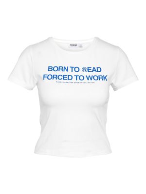 NMMOLLY S/S BOOK T-SHIRT Bright White/Born To