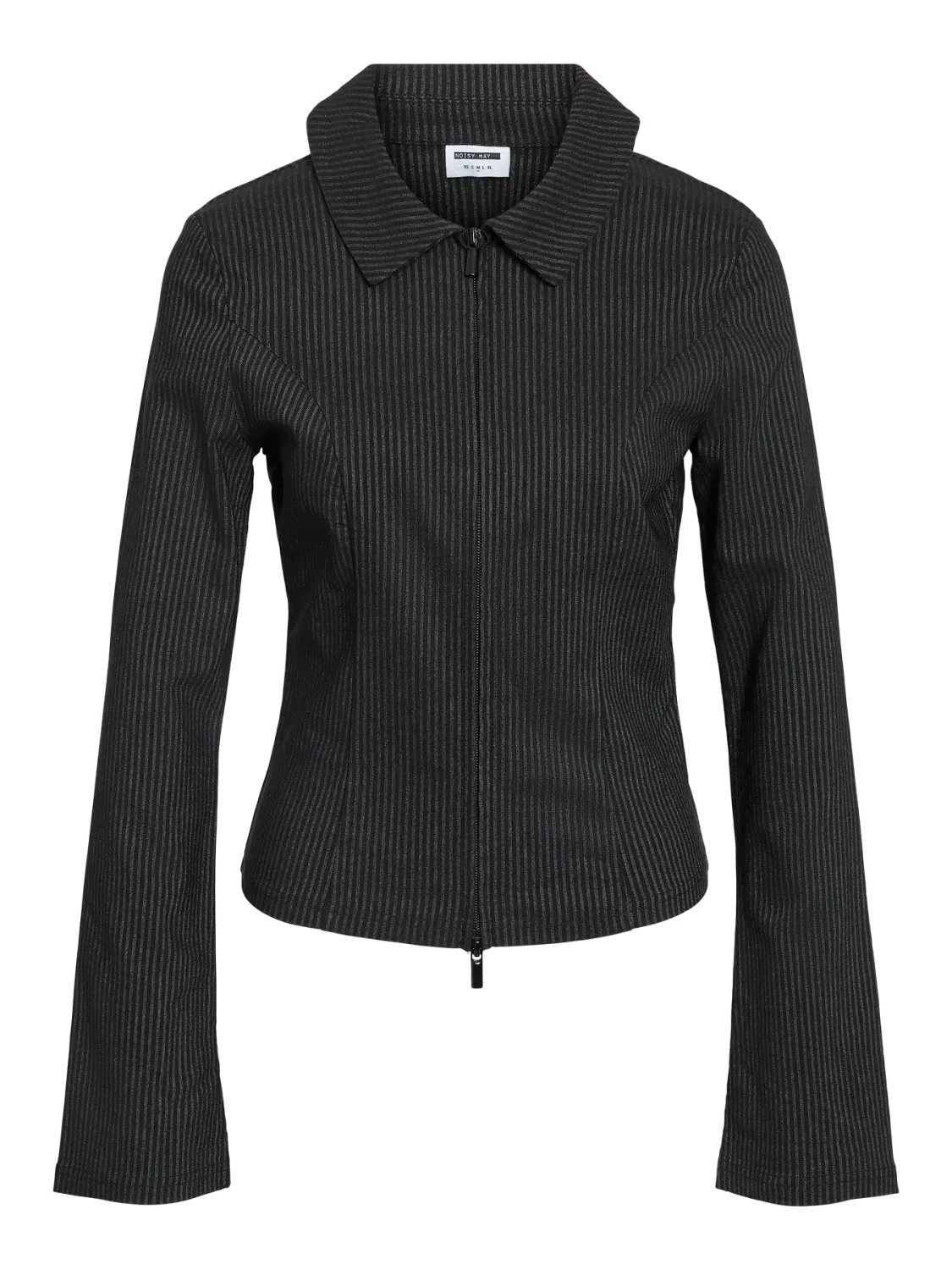 NMWAYNE STRIPED LS ZIP TOP Black-MOREL