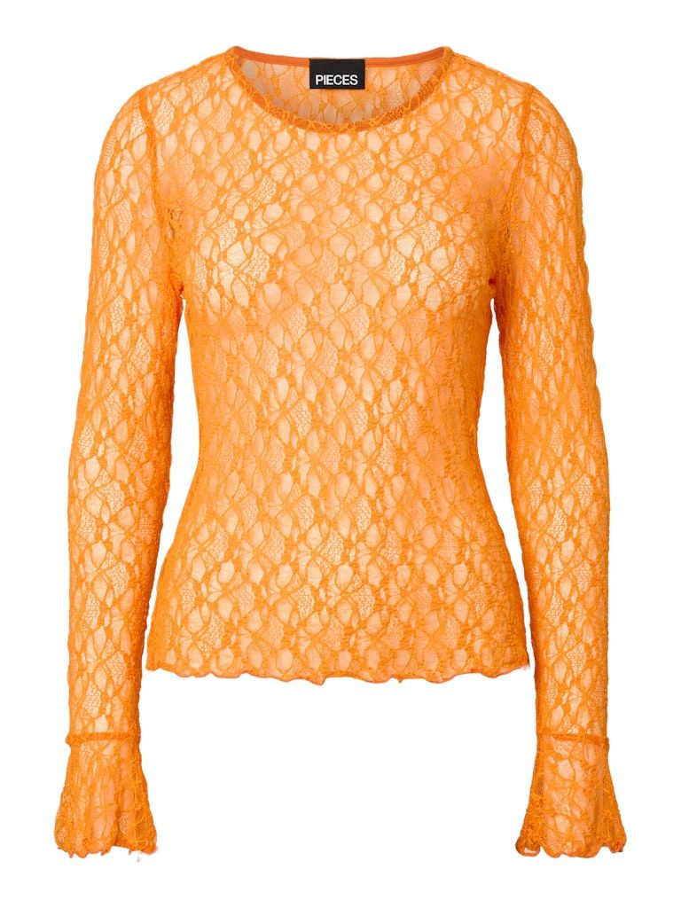 PCFLAISA LS O-NECK LACE TOP JRS D2D Russet Orange