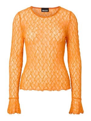 PCFLAISA LS O-NECK LACE TOP JRS D2D Russet Orange