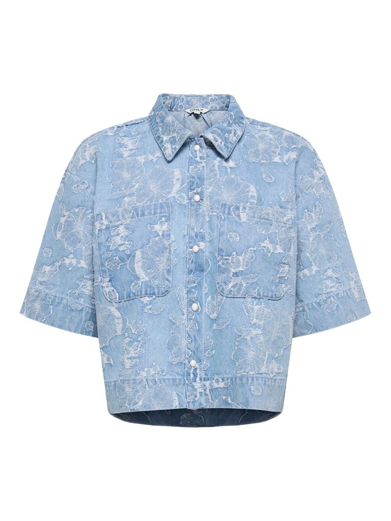 ONLCLEO-AUDE SS JAQUARD DNM SHIRT QYT Light Blue Denim