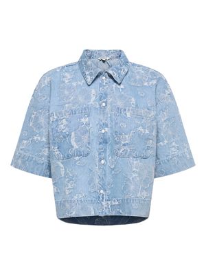 ONLCLEO-AUDE SS JAQUARD DNM SHIRT QYT Light Blue Denim
