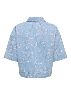 ONLCLEO-AUDE SS JAQUARD DNM SHIRT QYT Light Blue Denim