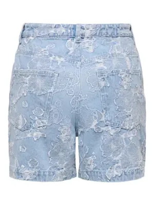 ONLPHINE-AUDE JAQUARD DNM SHORTS QYT Light Blue Denim