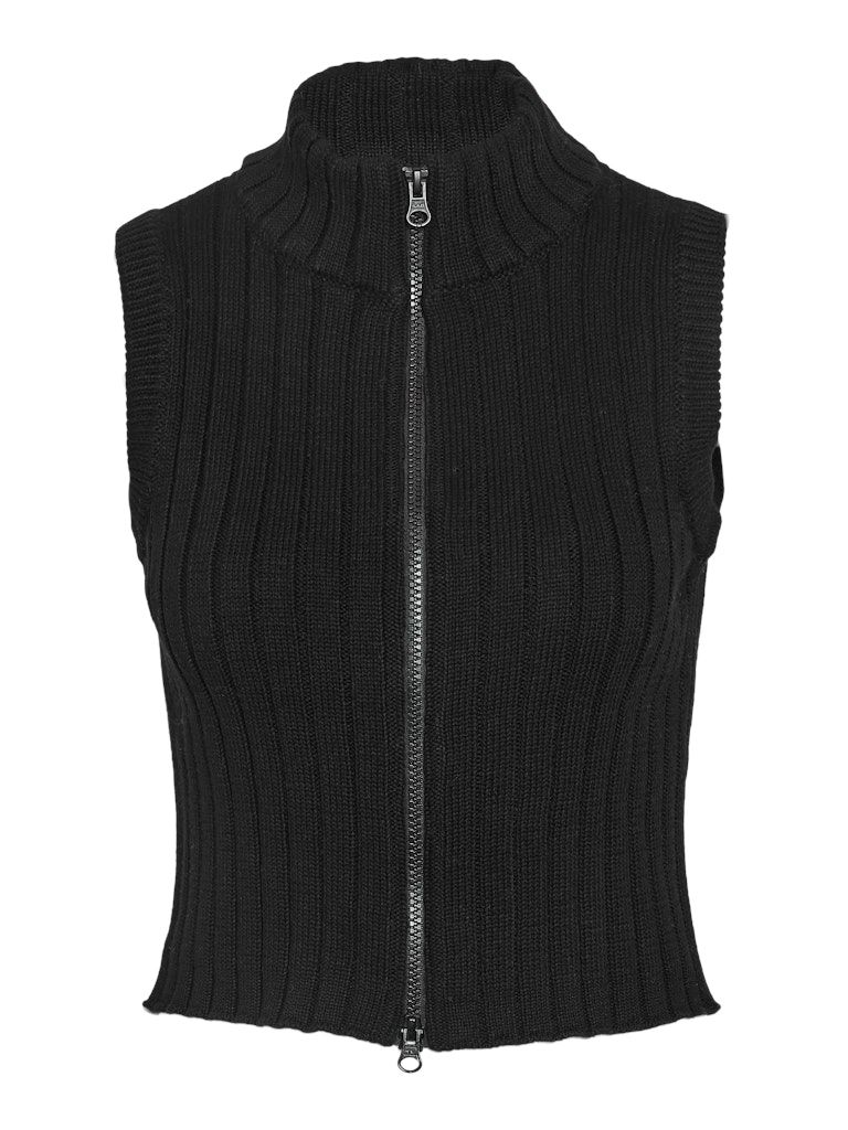 NMPENELOPE S/L ZIP KNIT VEST DD Black