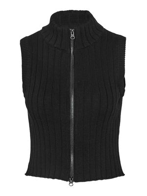 NMPENELOPE S/L ZIP KNIT VEST DD Black
