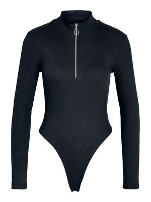 NMTONI L/S HIGH NECK BODY W ZIPPER JRS Black