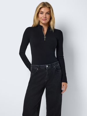 NMTONI L/S HIGH NECK BODY W ZIPPER JRS Black