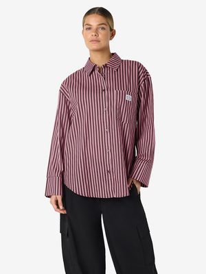 NMFRIDA L/S BUTTON SHIRT WVN BOX Windsor Wine/BEGONIA