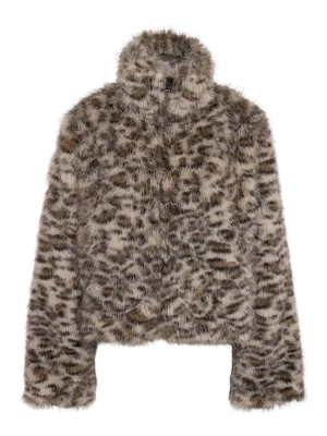 NMJENNIFER FUR JACKET Birch/LEO