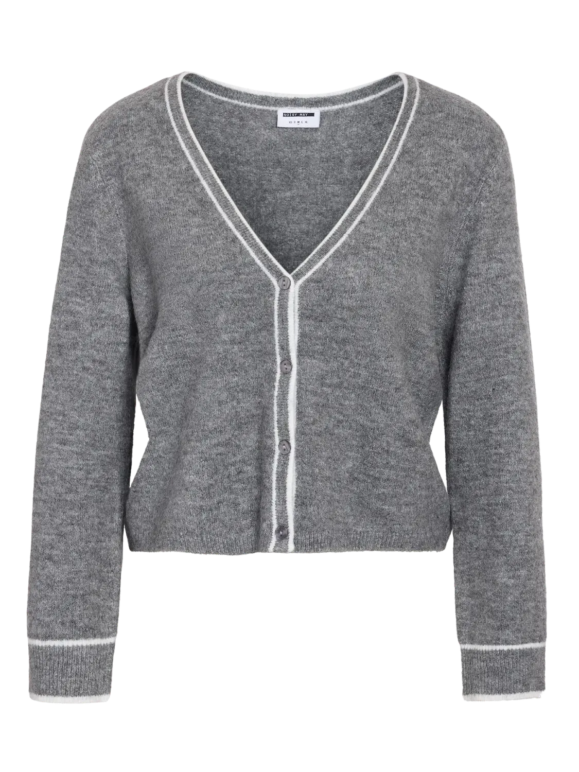 NMSKYLAR L/S CONTRAST KNIT CARDIGAN Medium Grey Melange