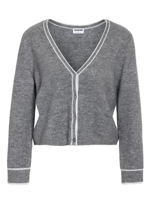 NMSKYLAR L/S CONTRAST KNIT CARDIGAN Medium Grey Melange