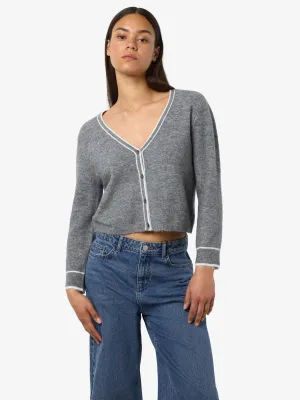 NMSKYLAR L/S CONTRAST KNIT CARDIGAN Medium Grey Melange