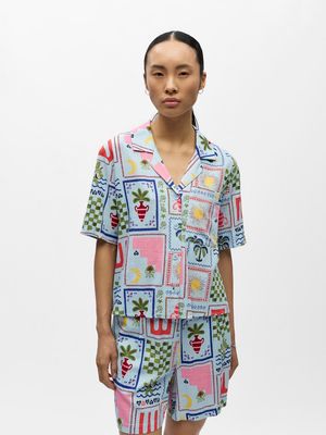 OBJEDIE S/S RE SHIRT 144 Winter Sky-Graphic aop