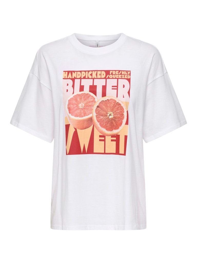 ONLMILA S/S PRINT BOX JRS Bright White-Mila bittersweet